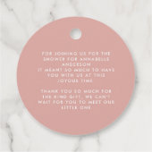 Baby shower script modern girly roos roze elegant bedankjes labels (Achterkant)