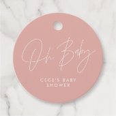 Baby shower script modern girly roos roze elegant bedankjes labels (Voorkant)