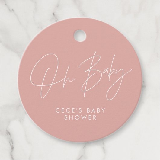 Baby shower script modern girly roos roze elegant bedankjes labels (Voorkant)