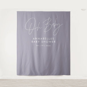Baby shower script modern lila paars elegant wandkleed