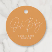 Baby shower script modern meisje oranje elegant bedankjes labels (Voorkant)