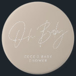 Baby shower Script Modern Minimal Cerise Roze Ronde Button 6,0 Cm<br><div class="desc">Baby shower script modern licht girly cerise roze en wit elegant party decor kleding knopontwerp. Ideaal hedendaags minimal baby shower party design.</div>