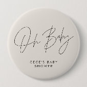 Baby shower script modern minimal natural cream ronde button 4,0 cm (Voorkant)