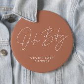 Baby shower script modern minimal terracotta ronde button 6,0 cm (In situ)