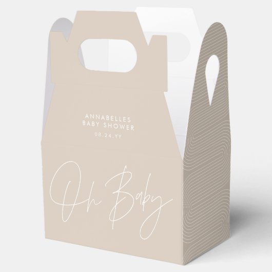 Baby shower script modern natuurlijk beige geometr bedankdoosjes (Geopend)