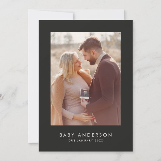 Baby shower script modern natuurlijke foto elegant kaart (Achterkant)