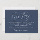 Baby shower Script Modern Navy Blue Boho Kaart (Voorkant)