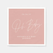 Baby shower script modern roos roze elegant servet (Voorkant)