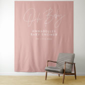 Baby shower script modern roos roze elegant wandkleed (In situ)