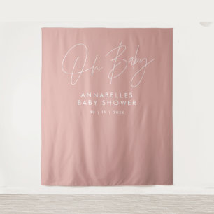 Baby shower script modern roos roze elegant wandkleed