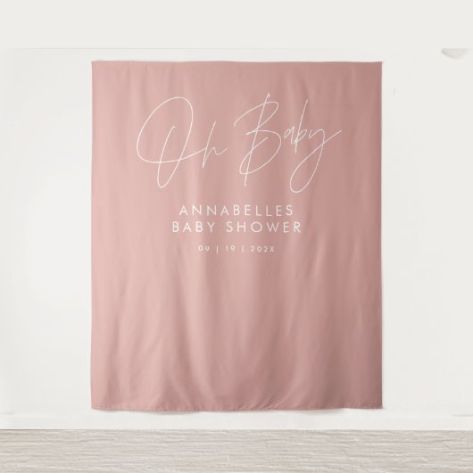 Baby shower script modern roos roze elegant wandkleed (Voorkant)