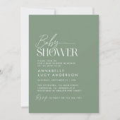Baby shower script modern sage green elegant invit kaart (Voorkant)