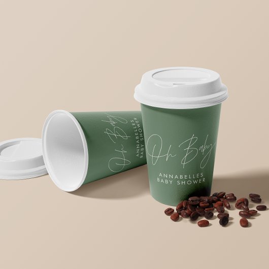 Baby shower script modern sage green elegant invit papieren bekers