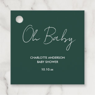 Baby shower script modern smaragdgroen elegant bedankjes labels