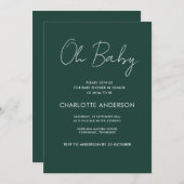 Baby shower script modern smaragdgroen elegant kaart (Voorkant / Achterkant)