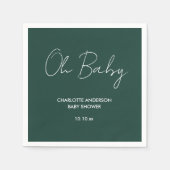 Baby shower script modern smaragdgroen elegant servet (Voorkant)