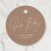 Baby shower script modern tan brown elegant bedankjes labels (Voorkant)