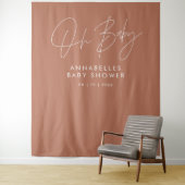 Baby shower script modern terracotta elegant wandkleed (In situ)