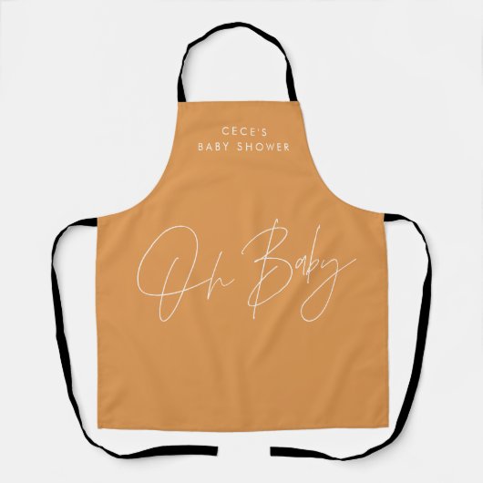 Baby shower script modern vet oranje elegant schort (Voorkant)