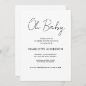 Baby shower script modern wit elegant kaart (Voorkant / Achterkant)