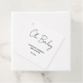 Baby shower script modern wit en zwart elegant bedankjes labels (In situ)