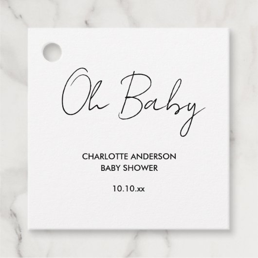 Baby shower script modern wit en zwart elegant bedankjes labels (Voorkant)