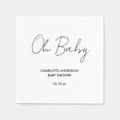 Baby shower script modern wit en zwart elegant servet (Voorkant)