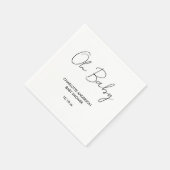 Baby shower script modern wit en zwart elegant servet (Hoek)