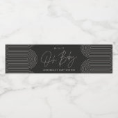 Baby shower script modern zwart chique elegant wat waterfles etiket (Enkel label)