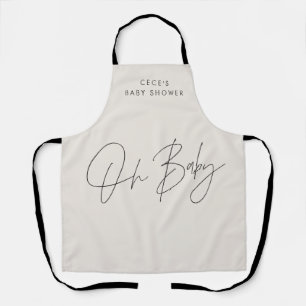 Baby shower script modern zwart en crème elegant schort