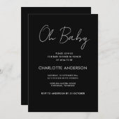 Baby shower script modern zwart-wit elegant kaart (Voorkant / Achterkant)