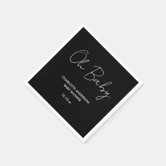 Baby shower script modern zwart-wit elegant servet (Hoek)