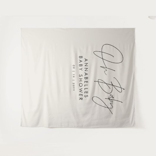 Baby shower script modern zwart-wit elegant wandkleed (Voorkant (horizontaal))