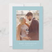 Baby shower script moderne babyblauwe, stijlvolle kaart (Achterkant)