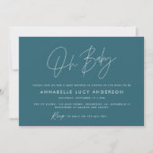 Baby shower script moderne blauwgroen blauwe boho  kaart (Voorkant)