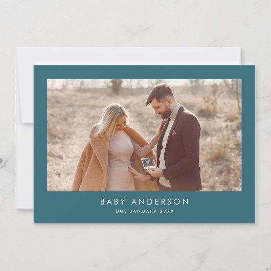 Baby shower script moderne blauwgroen blauwe boho  kaart (Achterkant)