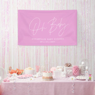 Baby shower script moderne cerise roze elegant spandoek