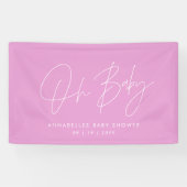 Baby shower script moderne cerise roze elegant spandoek (Horizontaal)
