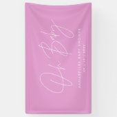 Baby shower script moderne cerise roze elegant spandoek (Verticaal)