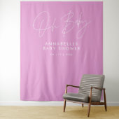Baby shower script moderne cerise roze elegant wandkleed (In situ)