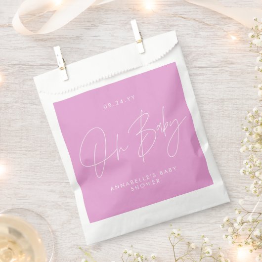 Baby shower script moderne cerise roze gast bedankzakje (Geknipt)