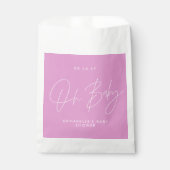 Baby shower script moderne cerise roze gast bedankzakje (Voorkant)