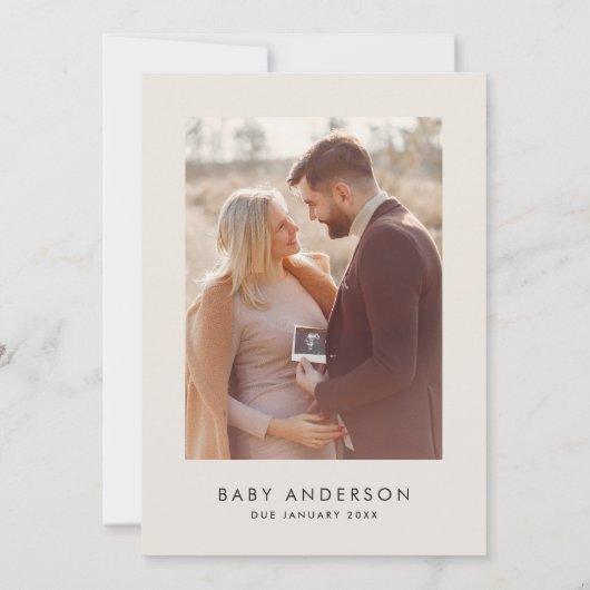 Baby shower script moderne, elegante foto kaart (Achterkant)