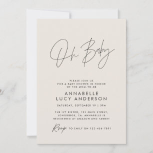 Baby shower script moderne, elegante foto kaart