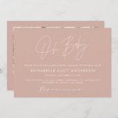 Baby shower script moderne fotoroze terracotta kaart (Voorkant / Achterkant)