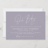 Baby shower script moderne lila paarse boho foto kaart (Voorkant)