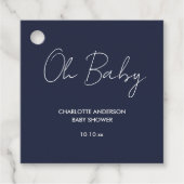 Baby shower script moderne marineblauw elegant bedankjes labels (Voorkant)