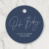 Baby shower script moderne marineblauw elegant chi bedankjes labels (Voorkant)