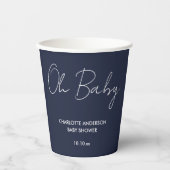 Baby shower script moderne marineblauw elegant papieren bekers (Voorkant)
