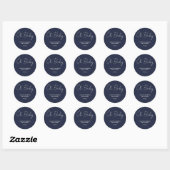 Baby shower script moderne marineblauw elegant ronde sticker (Vel)